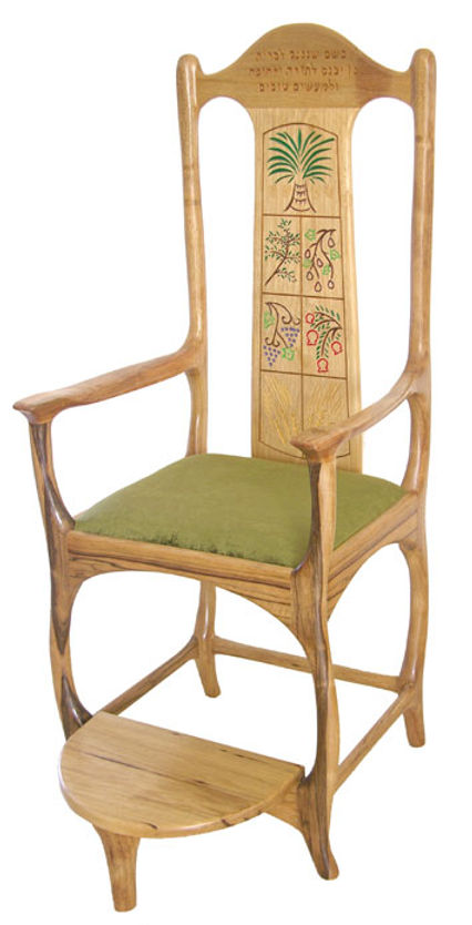 Carved wooden royal throne chair with built-in step